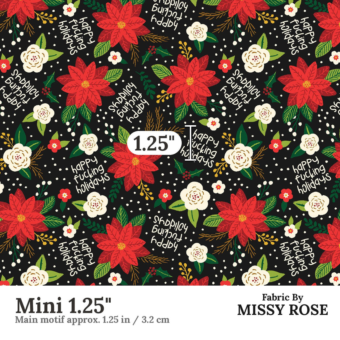 Profanity Fabric 437 Mini 1.25 inch print scale guide | Fabric by Missy Rose