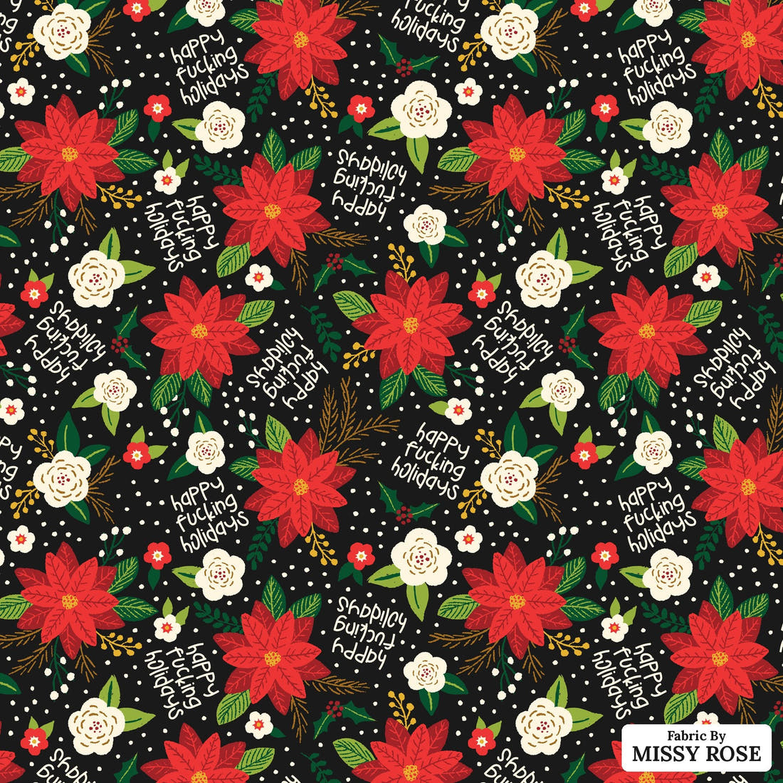 Profanity Fabric 437 - flat view of the print, zoom in for detail | Fabric by Missy Rose