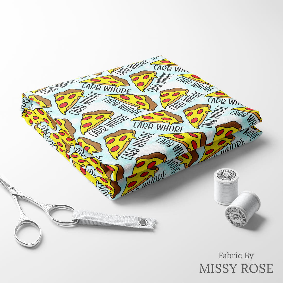 Profanity Fabric 438 folded fabric stack with matching thread - pre-order fabric Australia | Fabric by Missy Rose