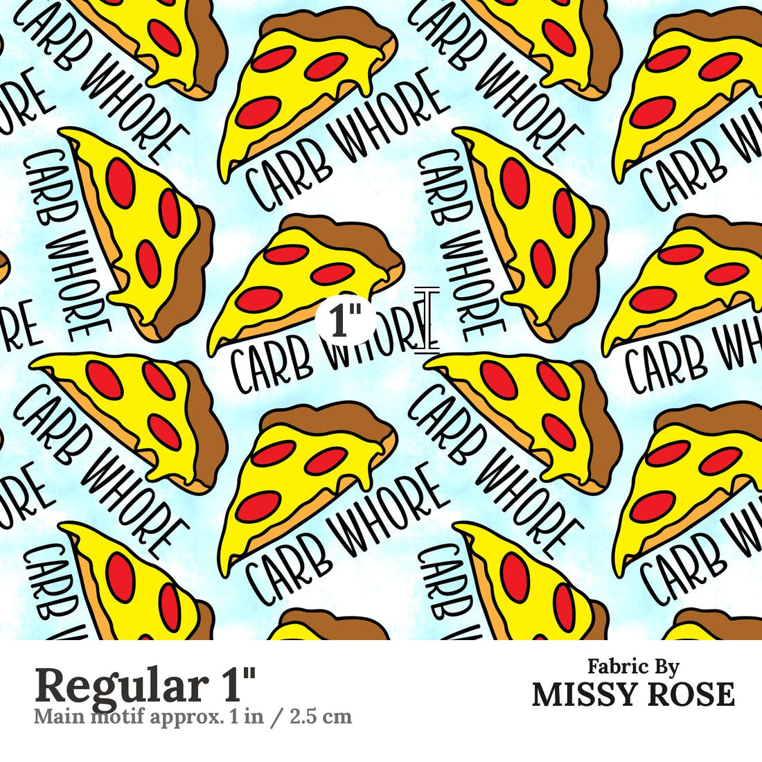 Profanity Fabric 438 Regular 1 inch print scale guide | Fabric by Missy Rose