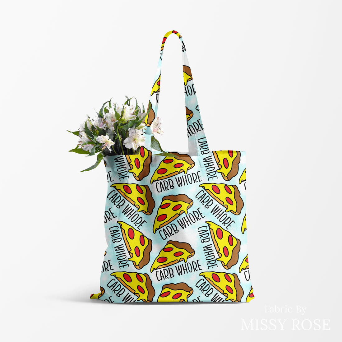 Profanity Fabric 438 made up as a tote bag - see how the print looks made up | Fabric by Missy Rose