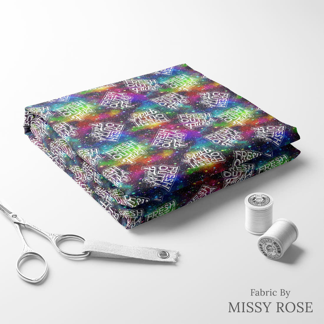Profanity Fabric 439 folded fabric stack with matching thread - pre-order fabric Australia | Fabric by Missy Rose
