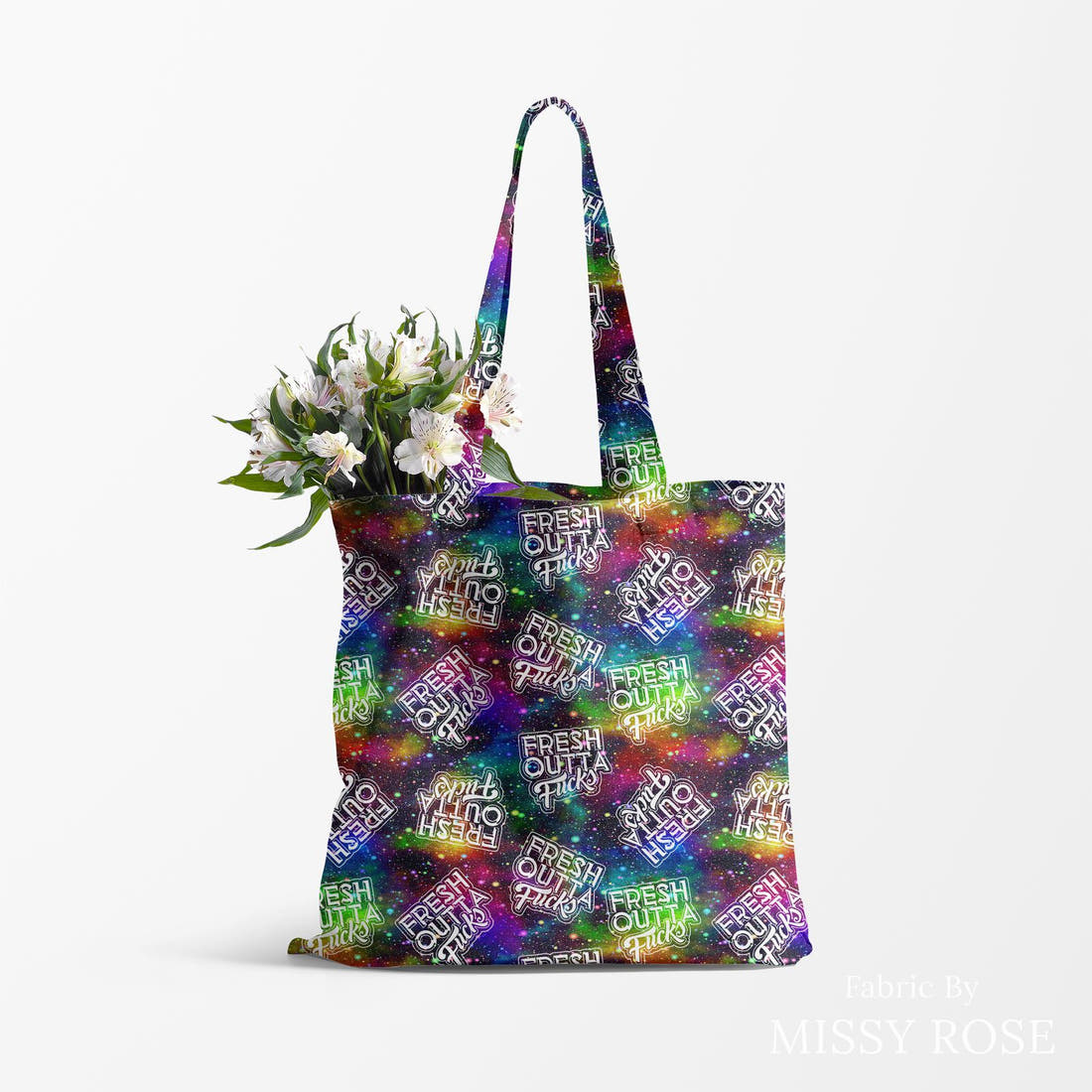 Profanity Fabric 439 made up as a tote bag - see how the print looks made up | Fabric by Missy Rose