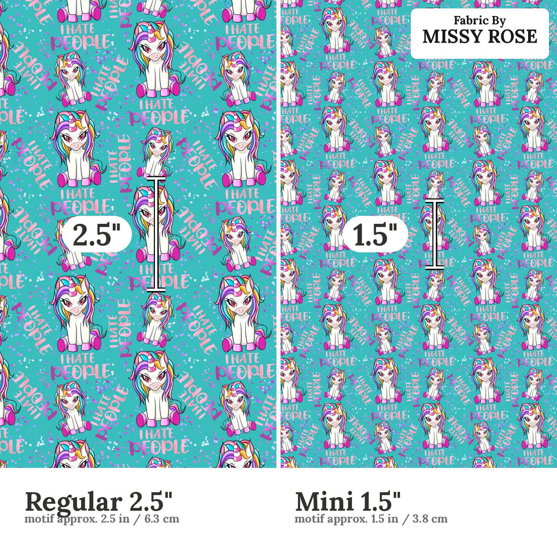 Profanity Fabric 44 Regular 2.5 inch vs Mini 1.5 inch print scale side by side | Fabric by Missy Rose