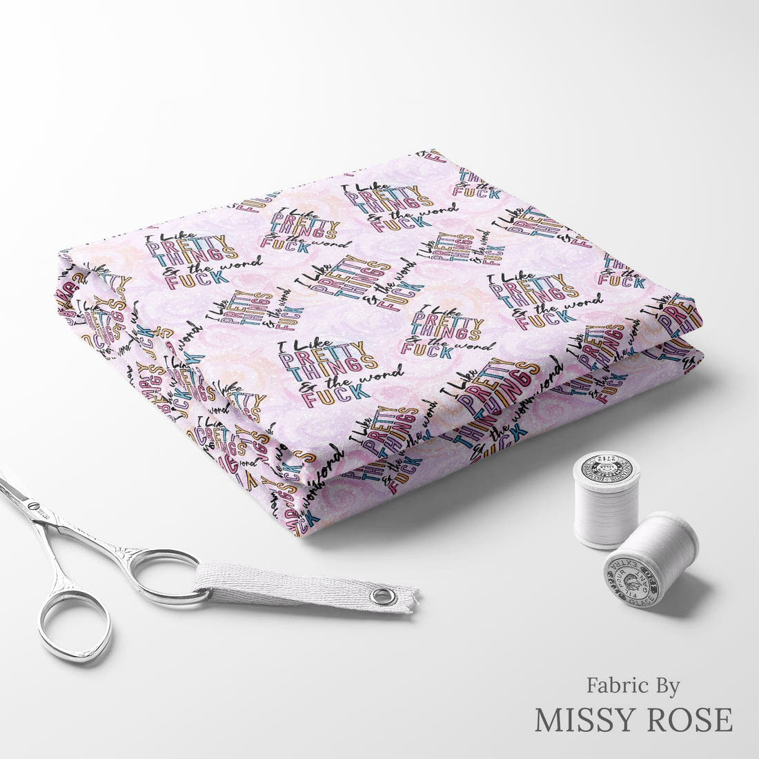 Profanity Fabric 441 folded fabric stack with matching thread - pre-order fabric Australia | Fabric by Missy Rose