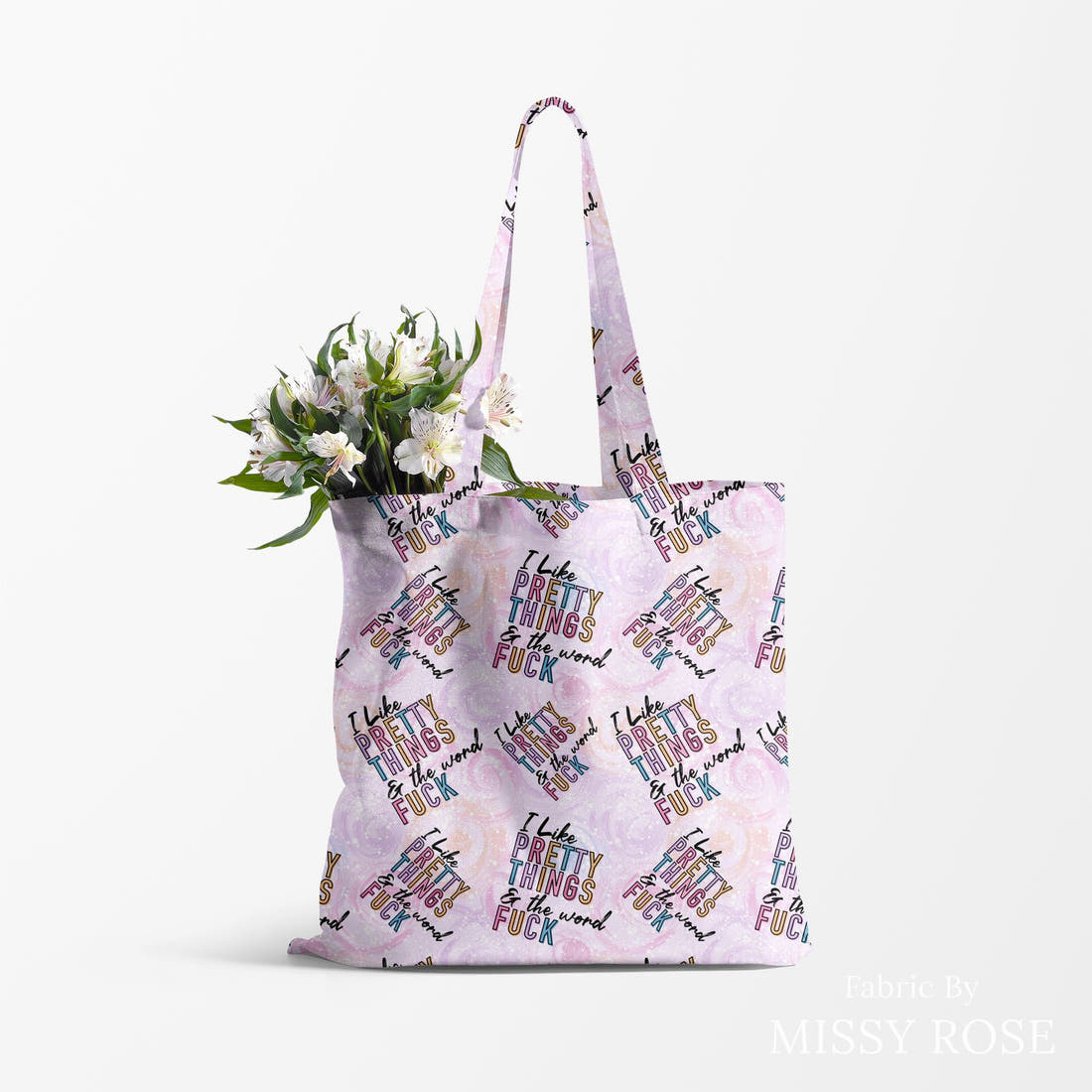 Profanity Fabric 441 made up as a tote bag - see how the print looks made up | Fabric by Missy Rose