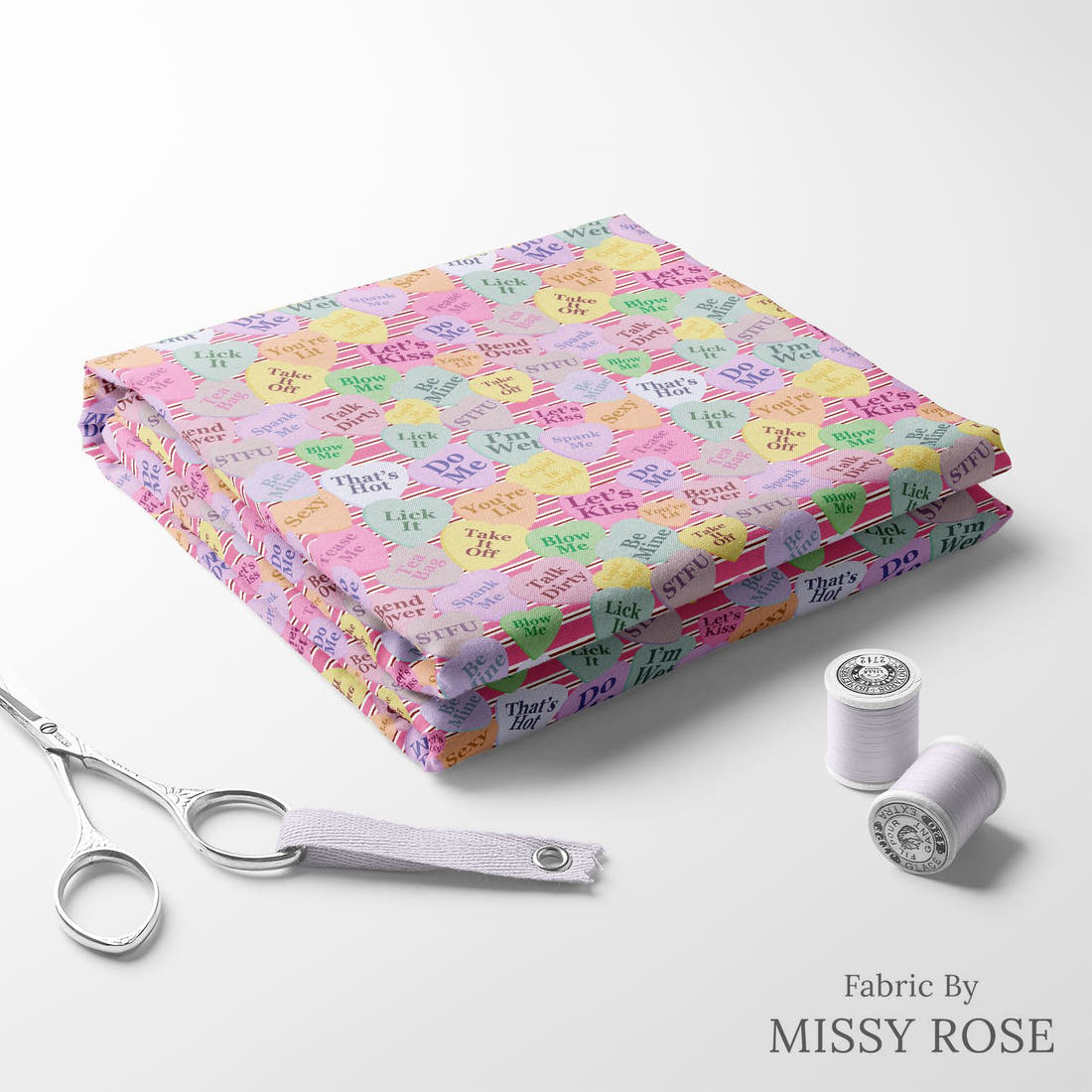 Profanity Fabric 444 folded fabric stack with matching thread - pre-order fabric Australia | Fabric by Missy Rose