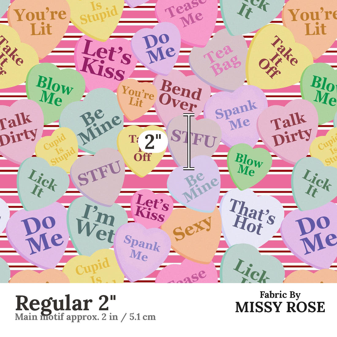 Profanity Fabric 444 Regular 2 inch print scale guide | Fabric by Missy Rose