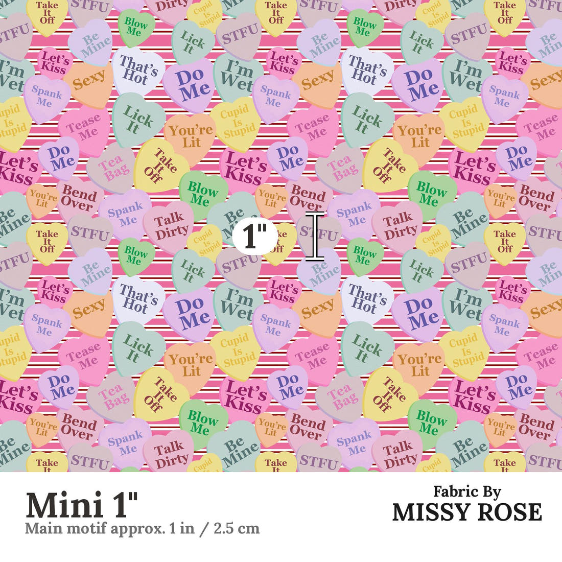 Profanity Fabric 444 Mini 1 inch print scale guide | Fabric by Missy Rose