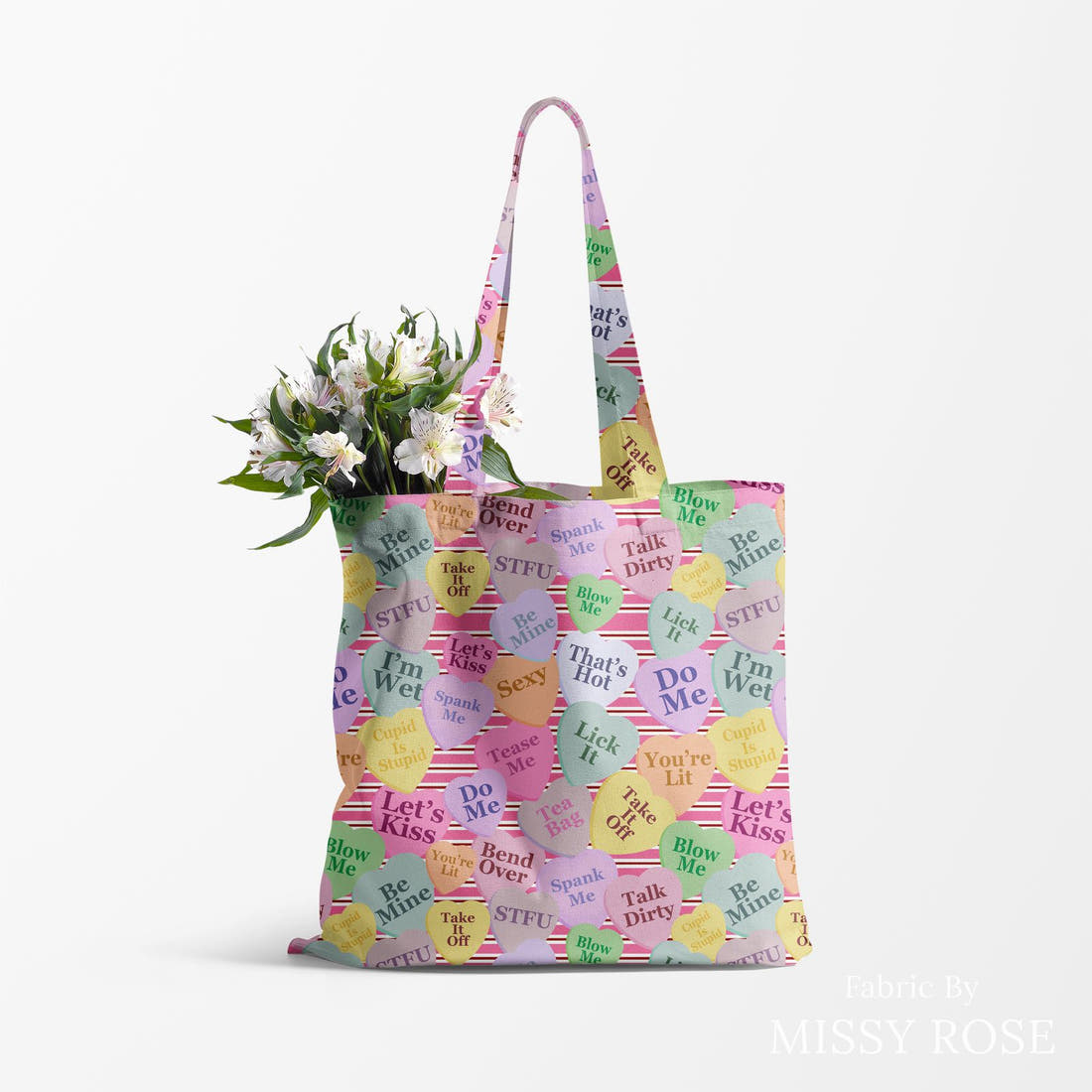 Profanity Fabric 444 made up as a tote bag - see how the print looks made up | Fabric by Missy Rose