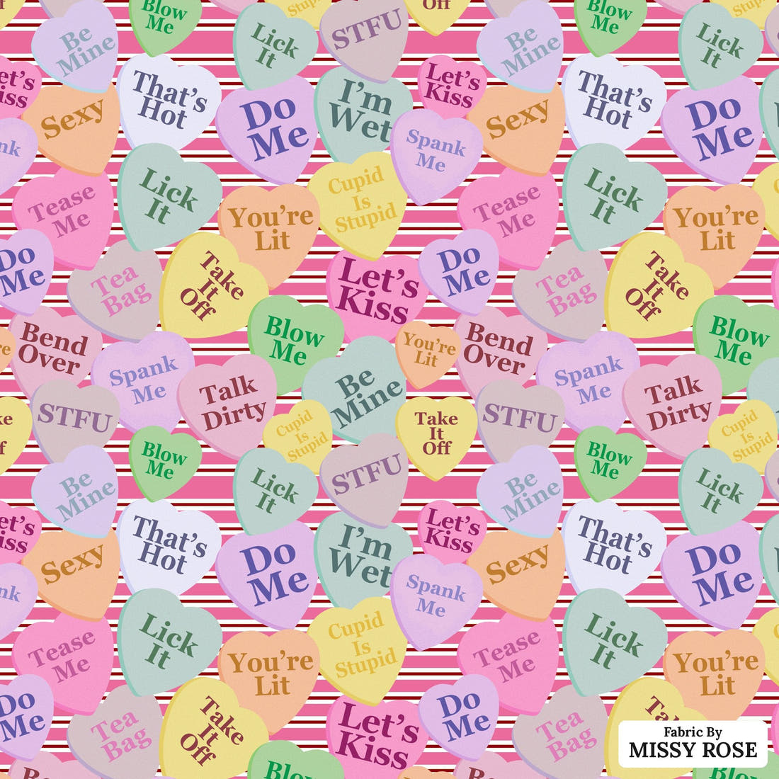 Profanity Fabric 444 - flat view of the print, zoom in for detail | Fabric by Missy Rose