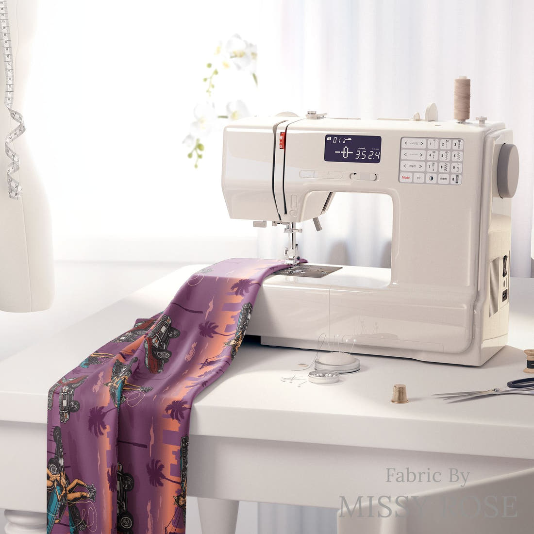Profanity Fabric 445 on a sewing machine - premium fabric for sewing projects | Fabric by Missy Rose