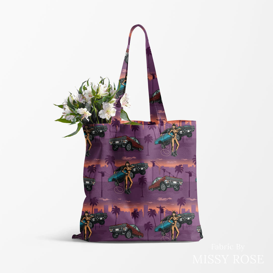 Profanity Fabric 445 made up as a tote bag - see how the print looks made up | Fabric by Missy Rose