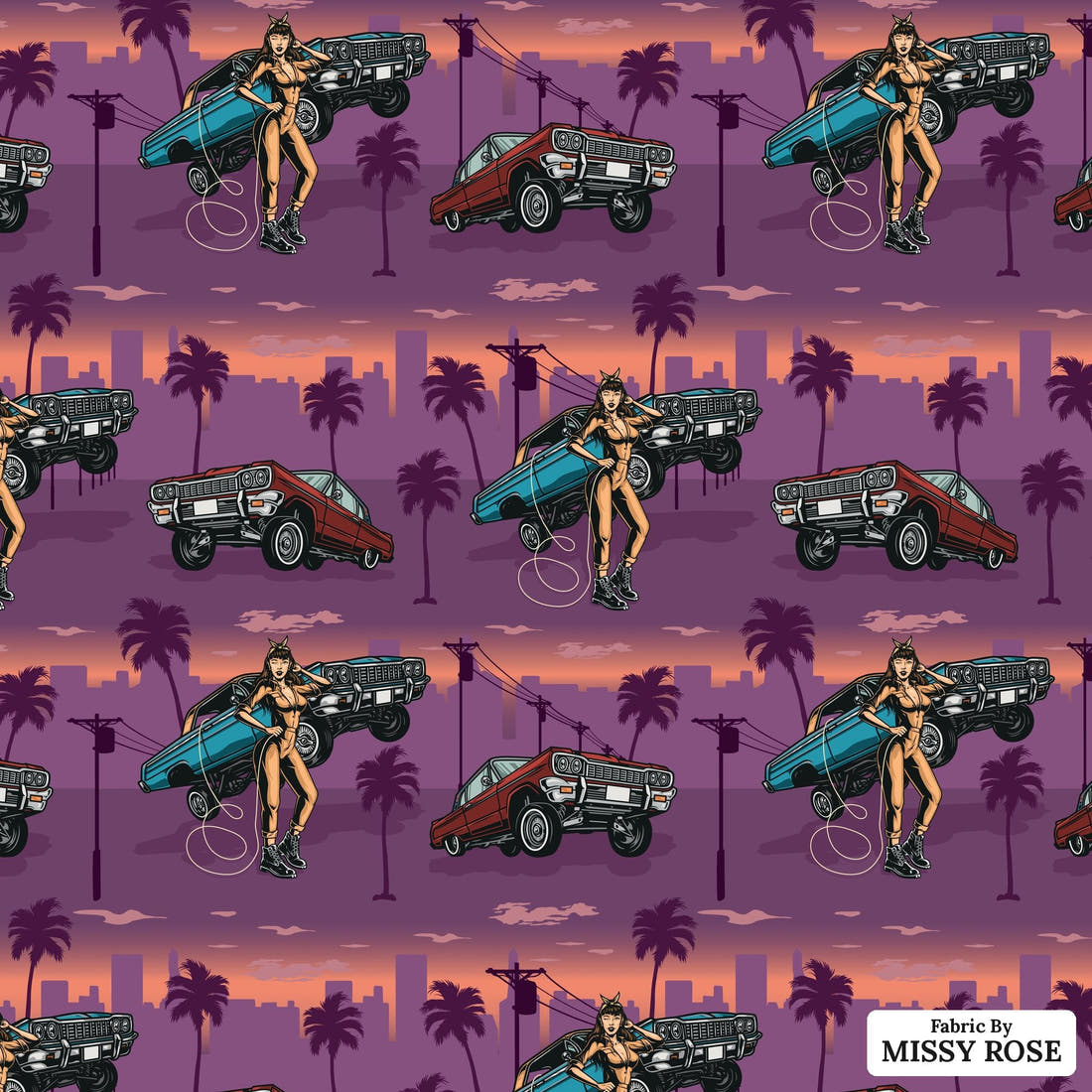 Profanity Fabric 445 - flat view of the print, zoom in for detail | Fabric by Missy Rose