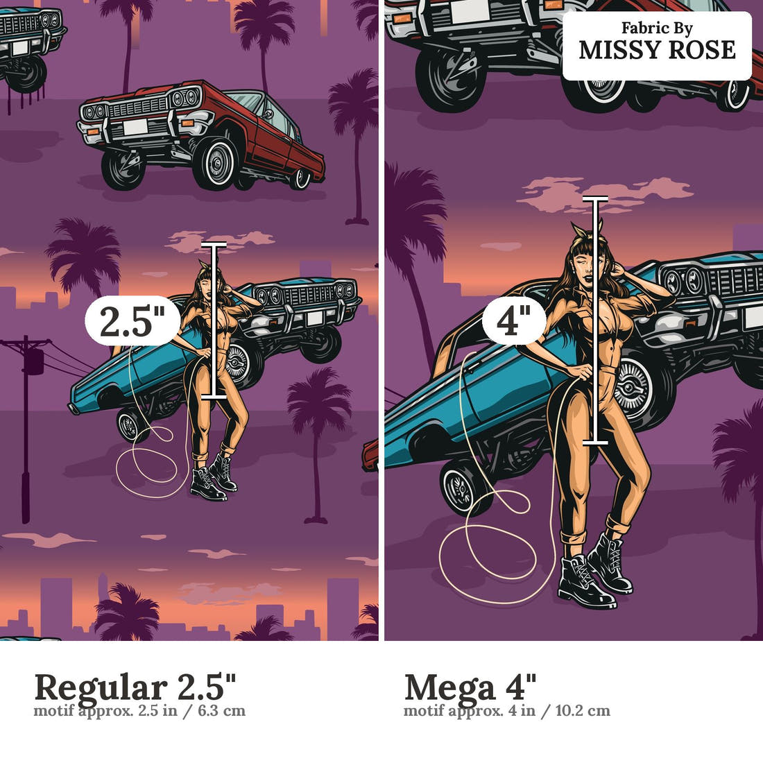 Profanity Fabric 445 Regular 2.5 inch vs Mega 4 inch print scale side by side | Fabric by Missy Rose