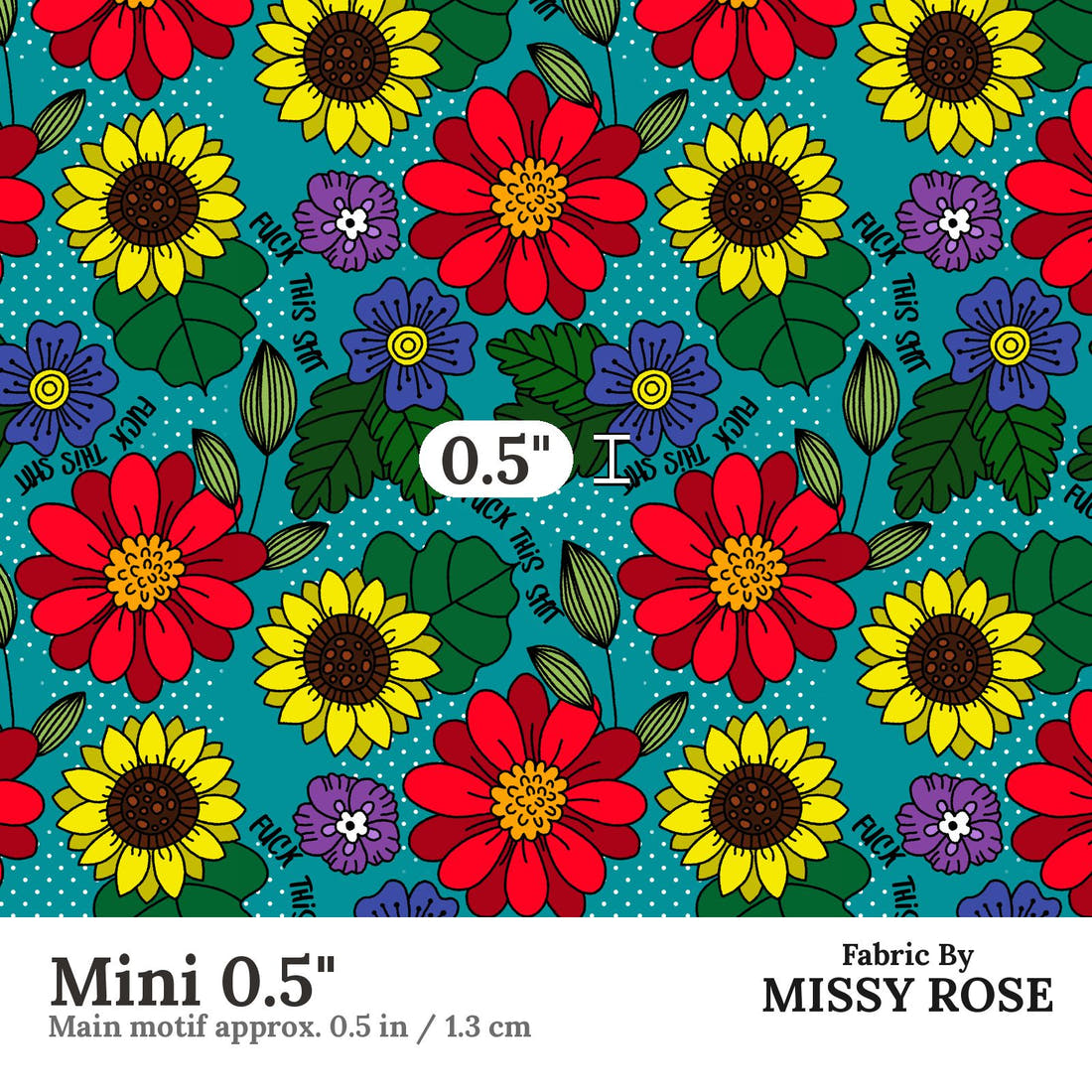 Profanity Fabric 446 Mini 0.5 inch print scale guide | Fabric by Missy Rose