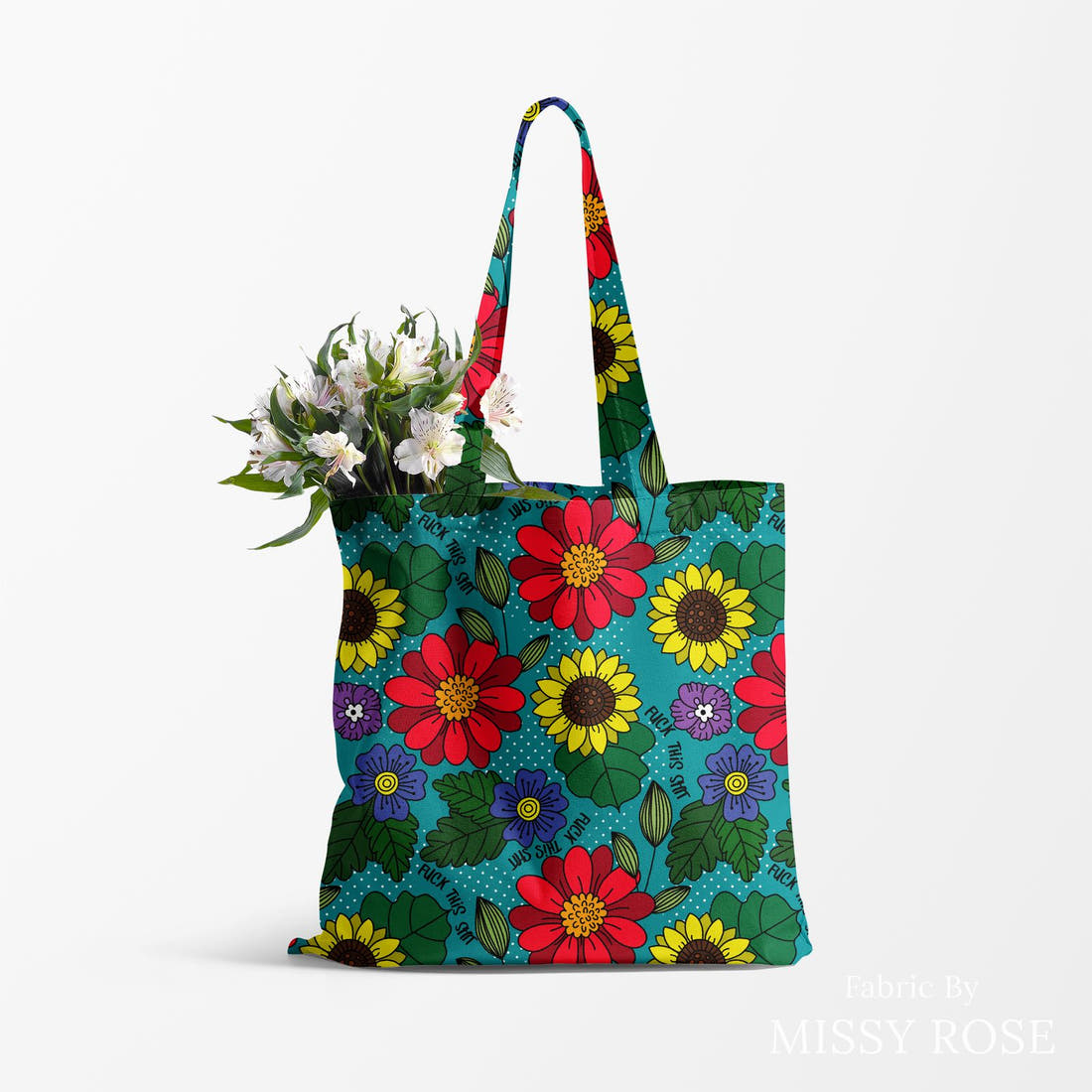 Profanity Fabric 446 made up as a tote bag - see how the print looks made up | Fabric by Missy Rose