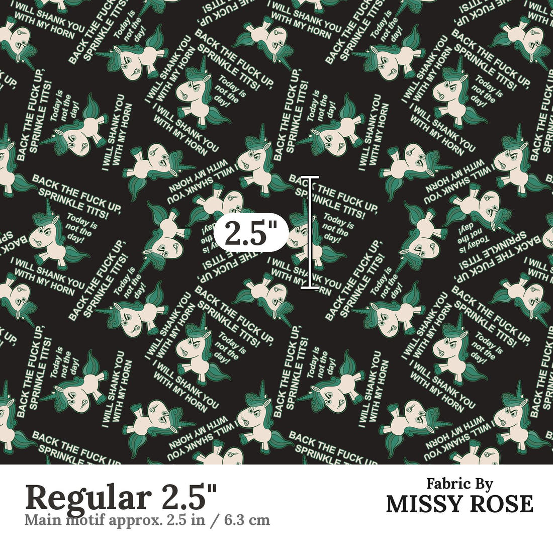 Profanity Fabric 448 Regular 2.5 inch print scale guide | Fabric by Missy Rose