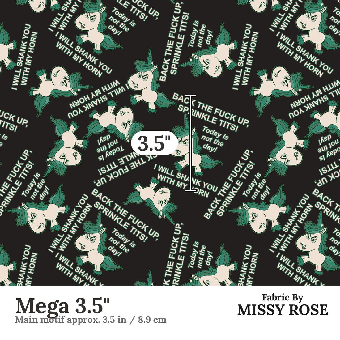 Profanity Fabric 448 Mega 3.5 inch print scale guide | Fabric by Missy Rose