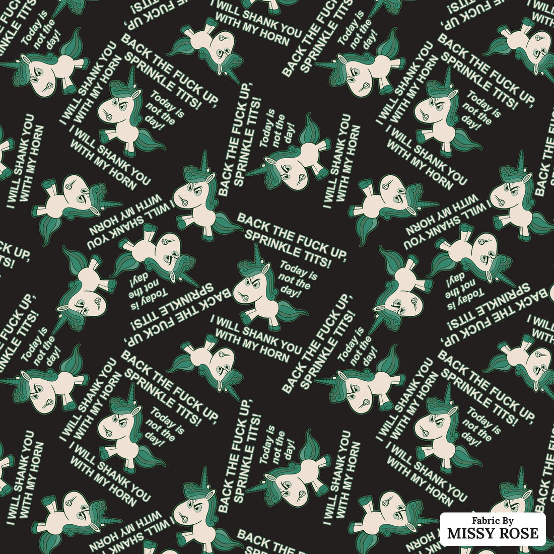 Profanity Fabric 448 - flat view of the print, zoom in for detail | Fabric by Missy Rose