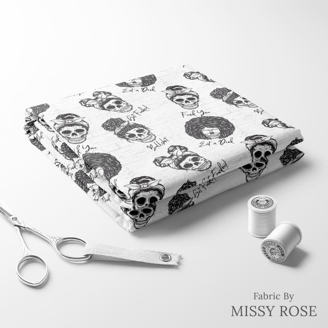 Profanity Fabric 449 folded fabric stack with matching thread - pre-order fabric Australia | Fabric by Missy Rose