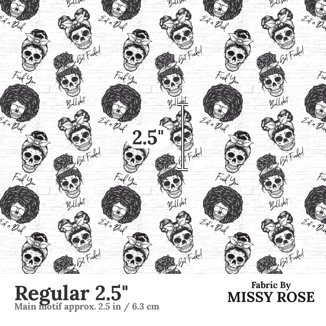 Profanity Fabric 449 Regular 2.5 inch print scale guide | Fabric by Missy Rose