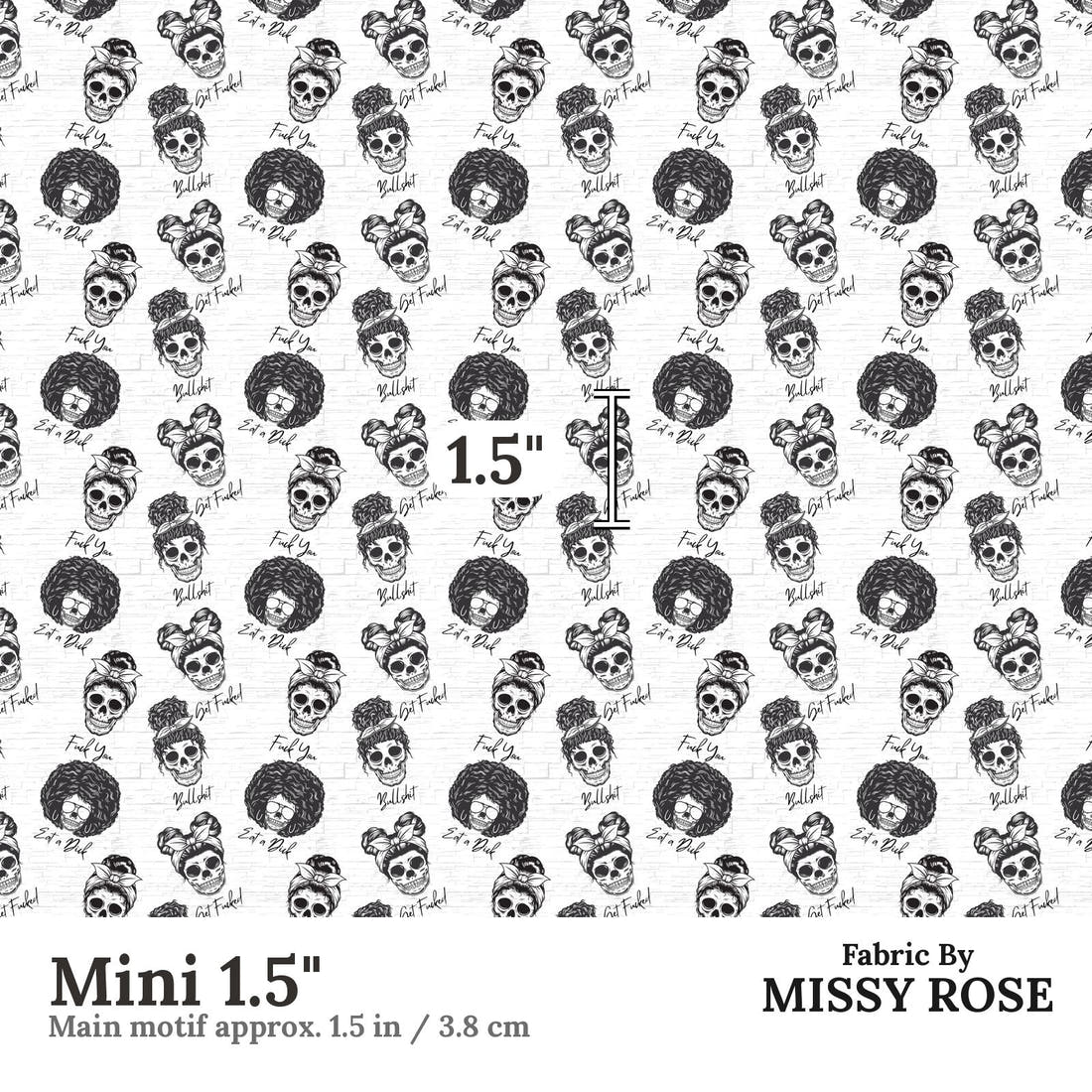 Profanity Fabric 449 Mini 1.5 inch print scale guide | Fabric by Missy Rose