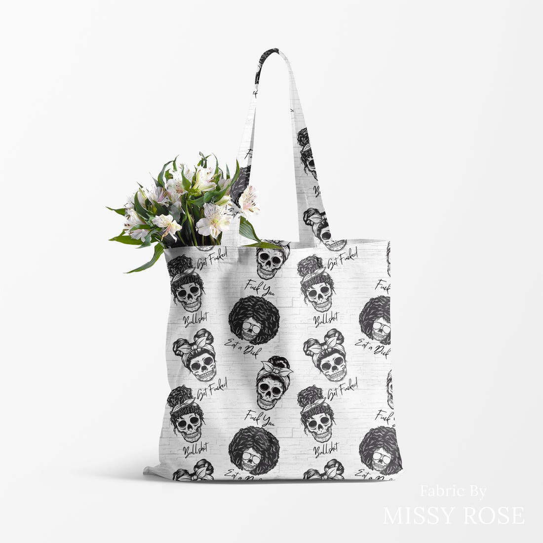 Profanity Fabric 449 made up as a tote bag - see how the print looks made up | Fabric by Missy Rose