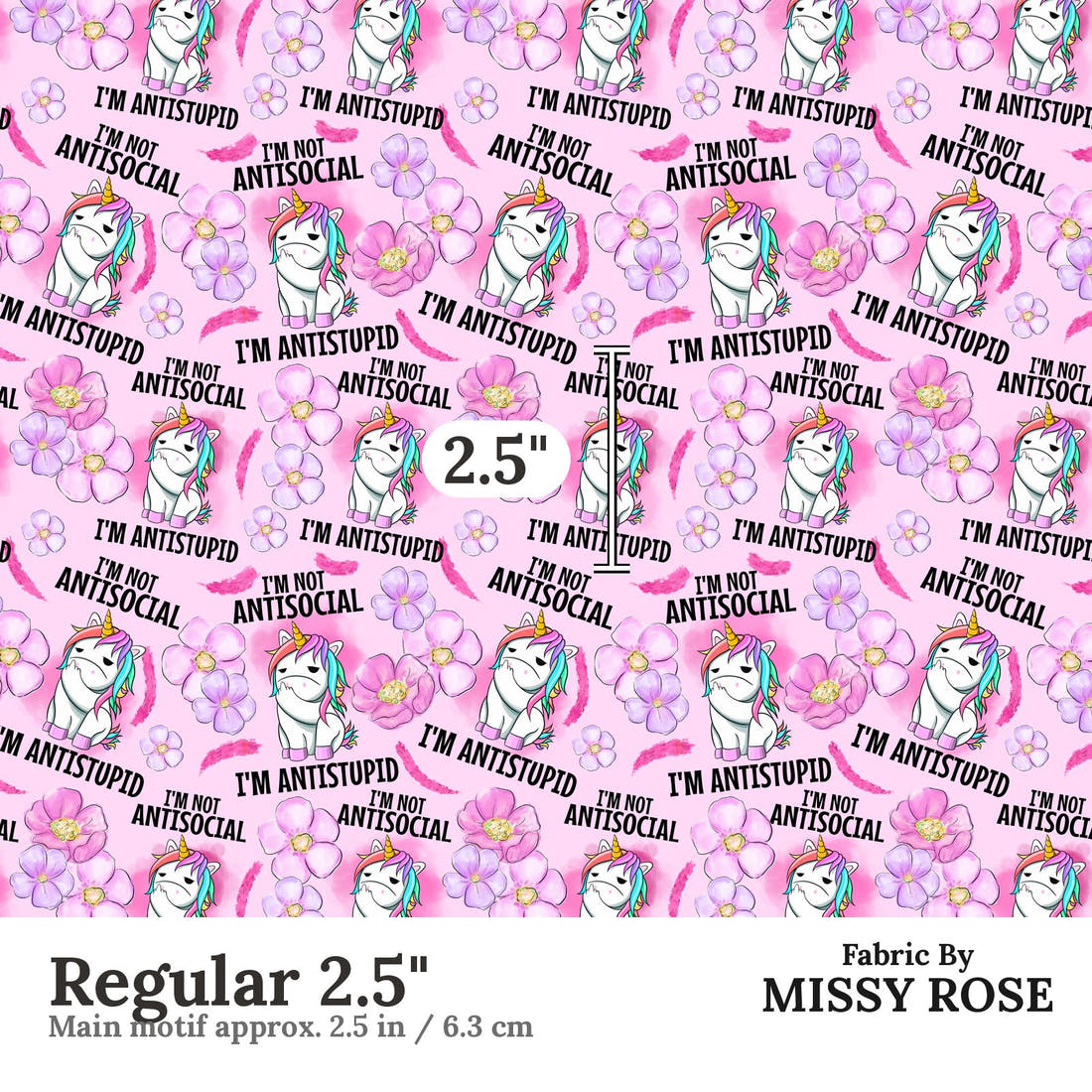 Profanity Fabric 45 Regular 2.5 inch print scale guide | Fabric by Missy Rose