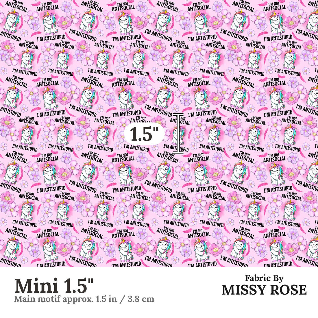 Profanity Fabric 45 Mini 1.5 inch print scale guide | Fabric by Missy Rose