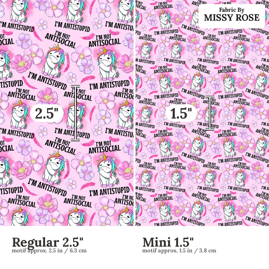 Profanity Fabric 45 Regular 2.5 inch vs Mini 1.5 inch print scale side by side | Fabric by Missy Rose