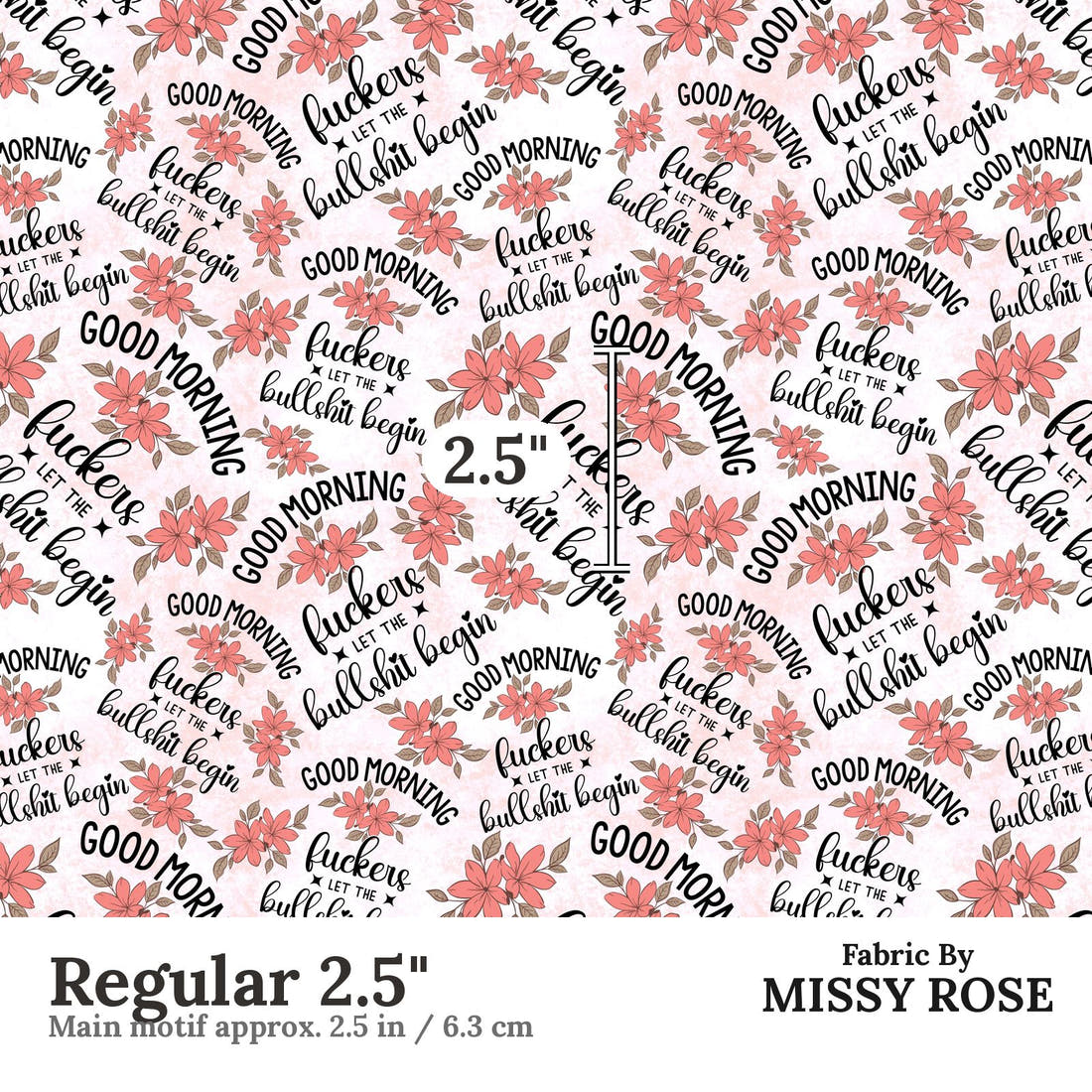 Profanity Fabric 450 Regular 2.5 inch print scale guide | Fabric by Missy Rose