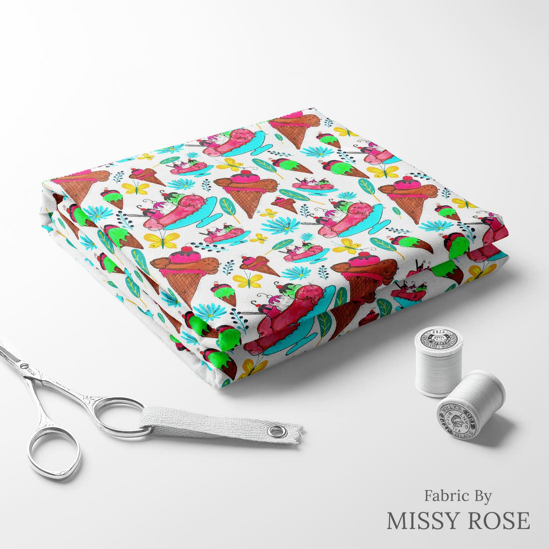 Profanity Fabric 451 folded fabric stack with matching thread - pre-order fabric Australia | Fabric by Missy Rose
