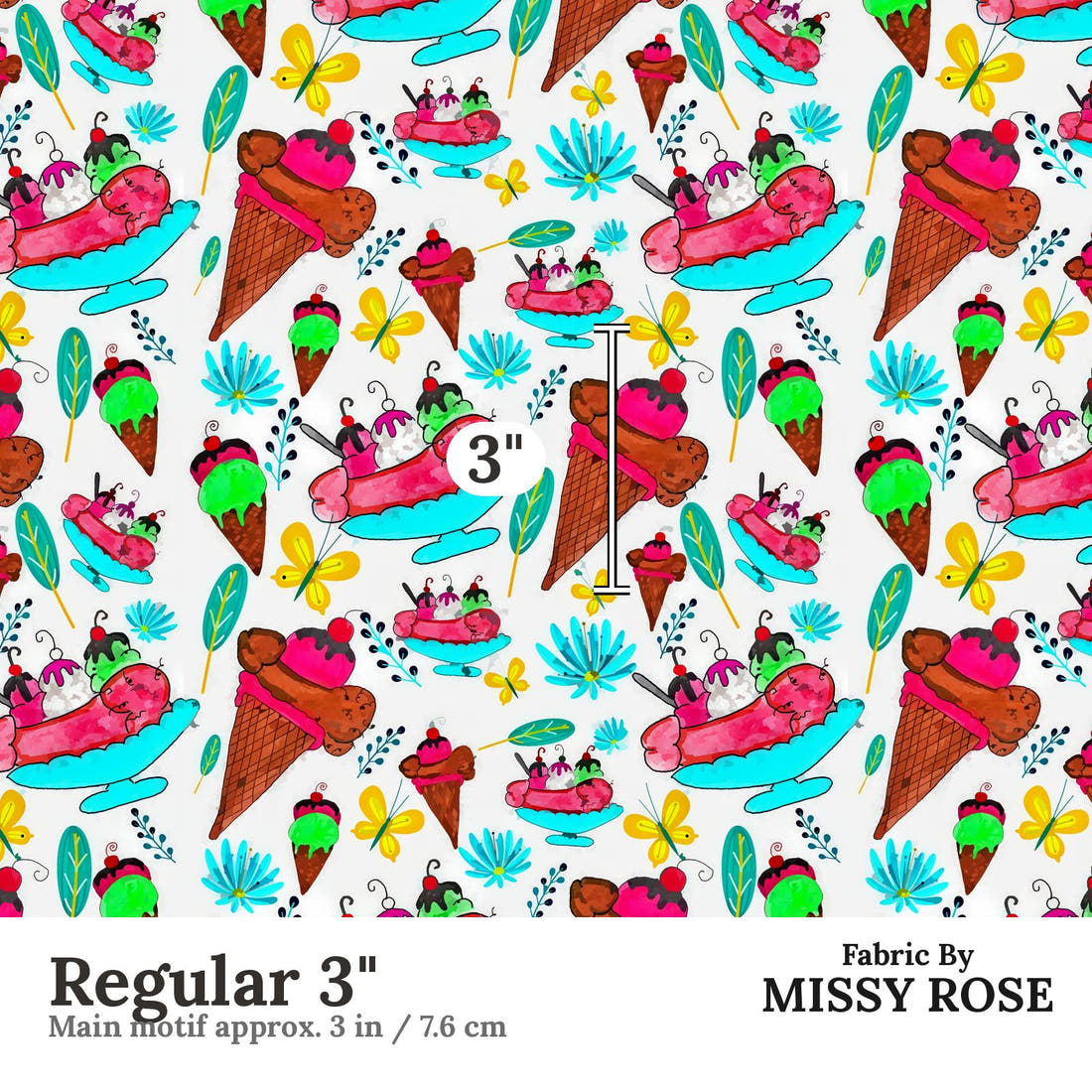 Profanity Fabric 451 Regular 3 inch print scale guide | Fabric by Missy Rose