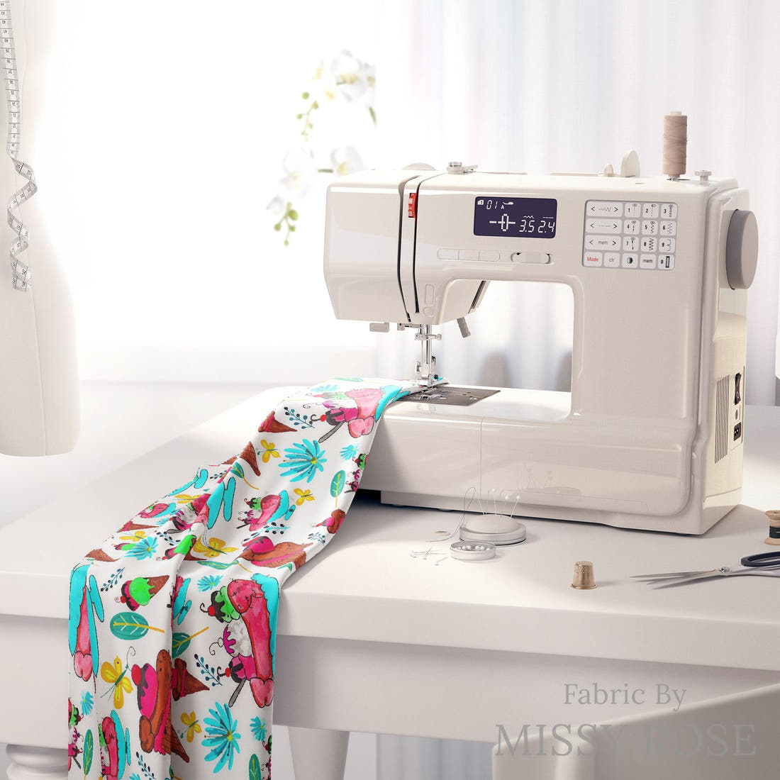 Profanity Fabric 451 on a sewing machine - premium fabric for sewing projects | Fabric by Missy Rose