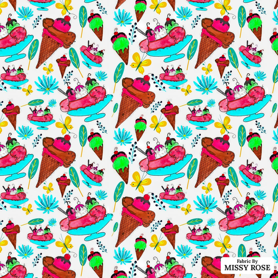 Profanity Fabric 451 - flat view of the print, zoom in for detail | Fabric by Missy Rose