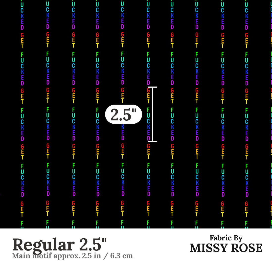 Profanity Fabric 452 Regular 2.5 inch print scale guide | Fabric by Missy Rose