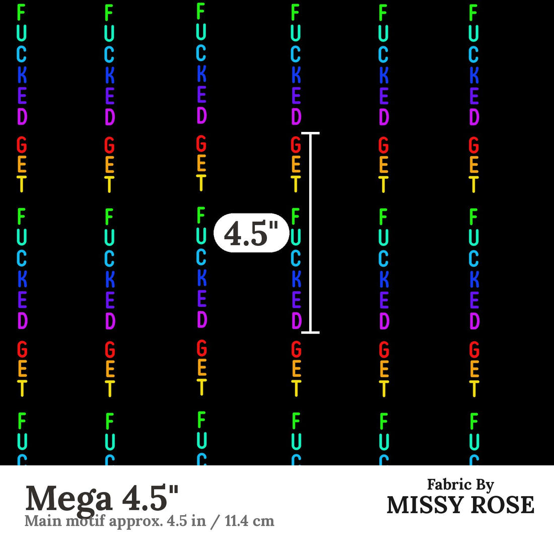 Profanity Fabric 452 Mega 4.5 inch print scale guide | Fabric by Missy Rose