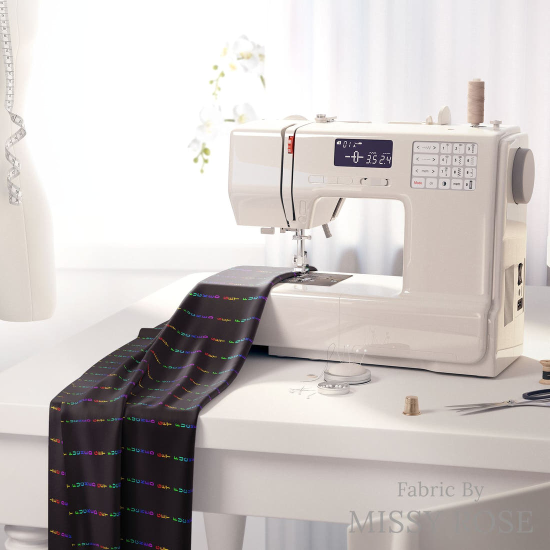 Profanity Fabric 452 on a sewing machine - premium fabric for sewing projects | Fabric by Missy Rose
