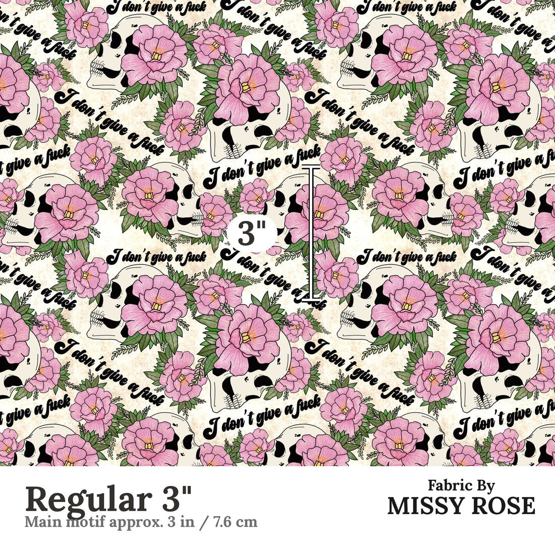 Profanity Fabric 453 Regular 3 inch print scale guide | Fabric by Missy Rose