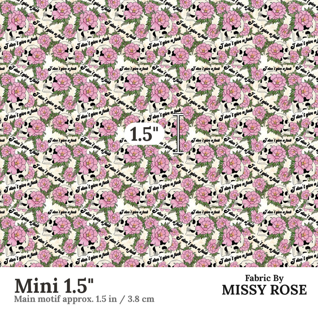 Profanity Fabric 453 Mini 1.5 inch print scale guide | Fabric by Missy Rose
