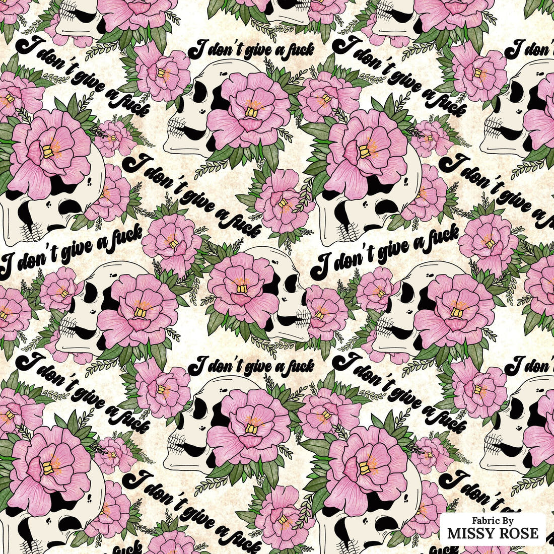 Profanity Fabric 453 - flat view of the print, zoom in for detail | Fabric by Missy Rose