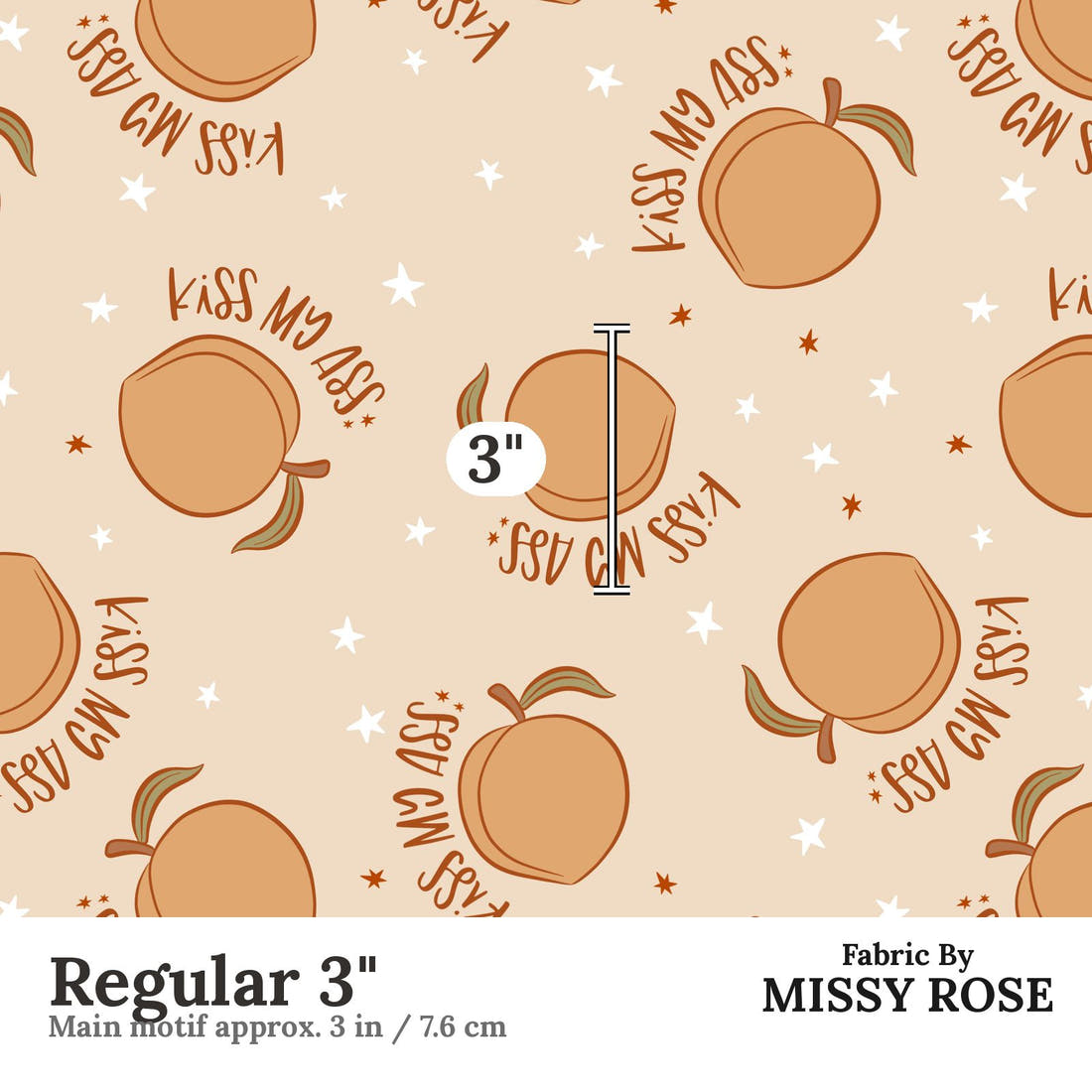 Profanity Fabric 454 Regular 3 inch print scale guide | Fabric by Missy Rose