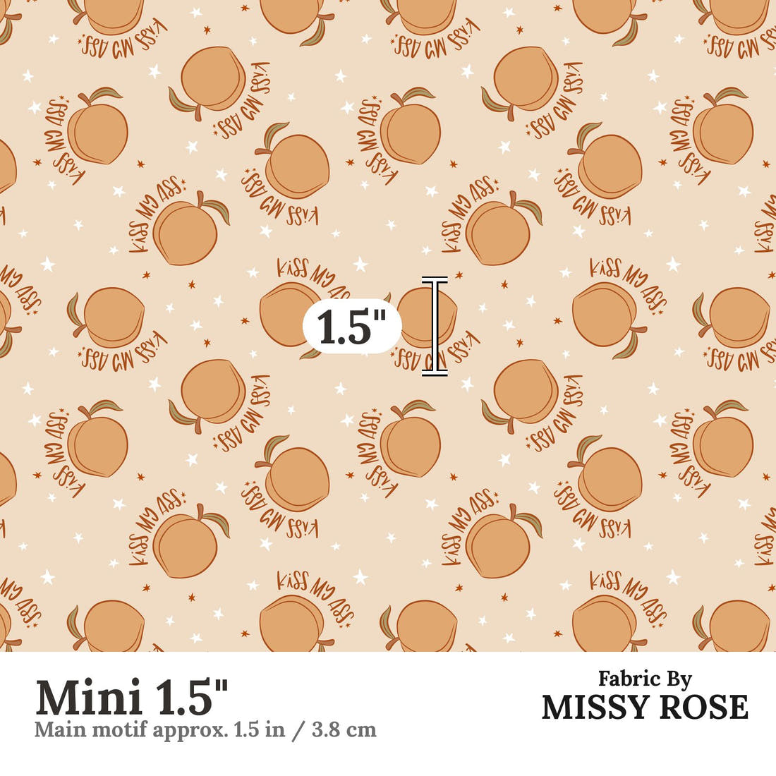 Profanity Fabric 454 Mini 1.5 inch print scale guide | Fabric by Missy Rose