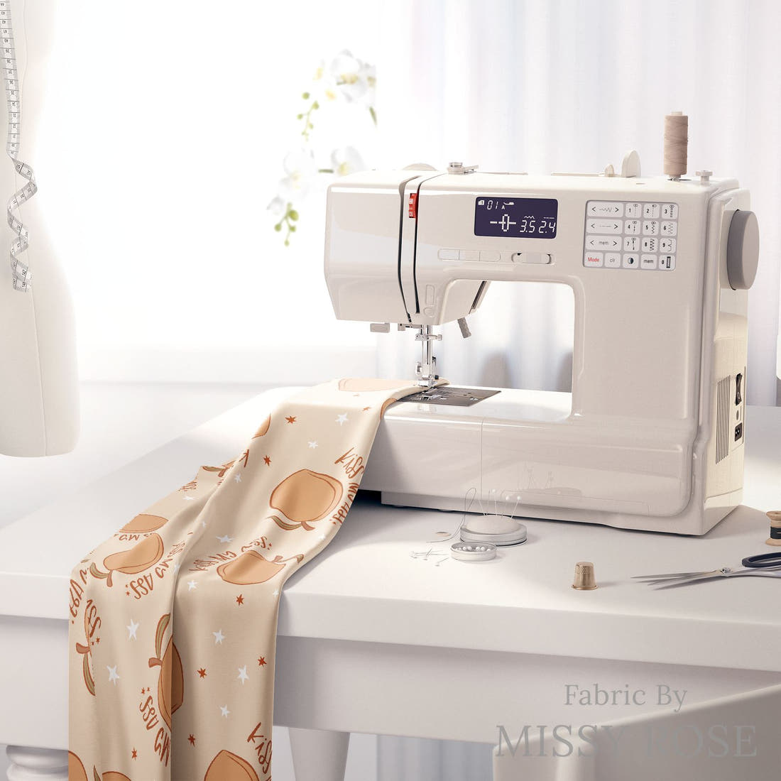 Profanity Fabric 454 on a sewing machine - premium fabric for sewing projects | Fabric by Missy Rose