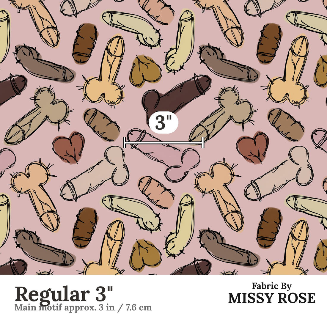 Profanity Fabric 457 Regular 3 inch print scale guide | Fabric by Missy Rose