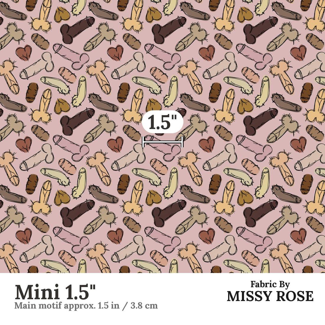 Profanity Fabric 457 Mini 1.5 inch print scale guide | Fabric by Missy Rose