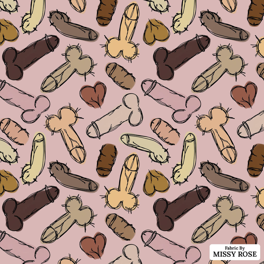 Profanity Fabric 457 - flat view of the print, zoom in for detail | Fabric by Missy Rose