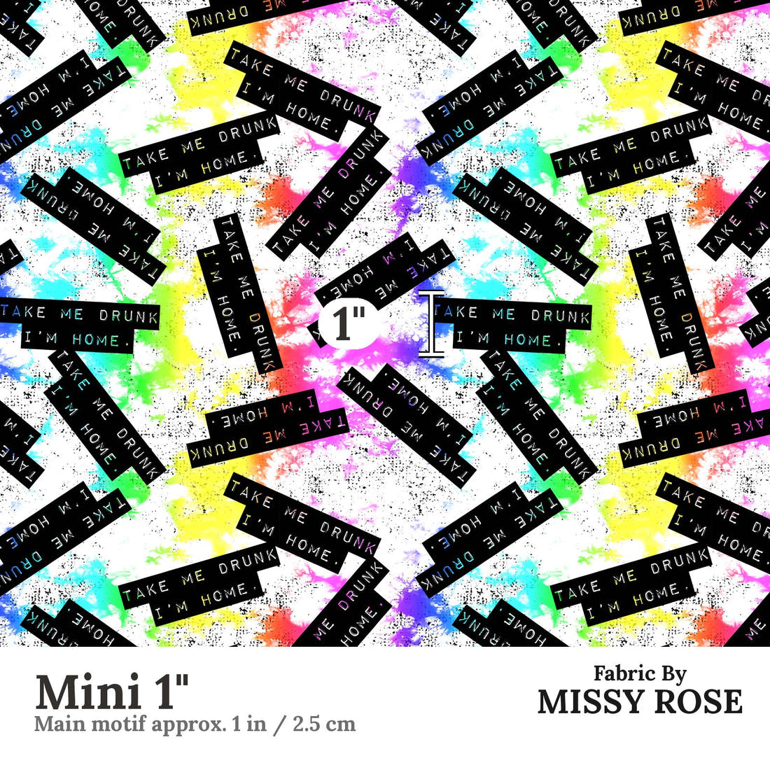 Profanity Fabric 458 Mini 1 inch print scale guide | Fabric by Missy Rose
