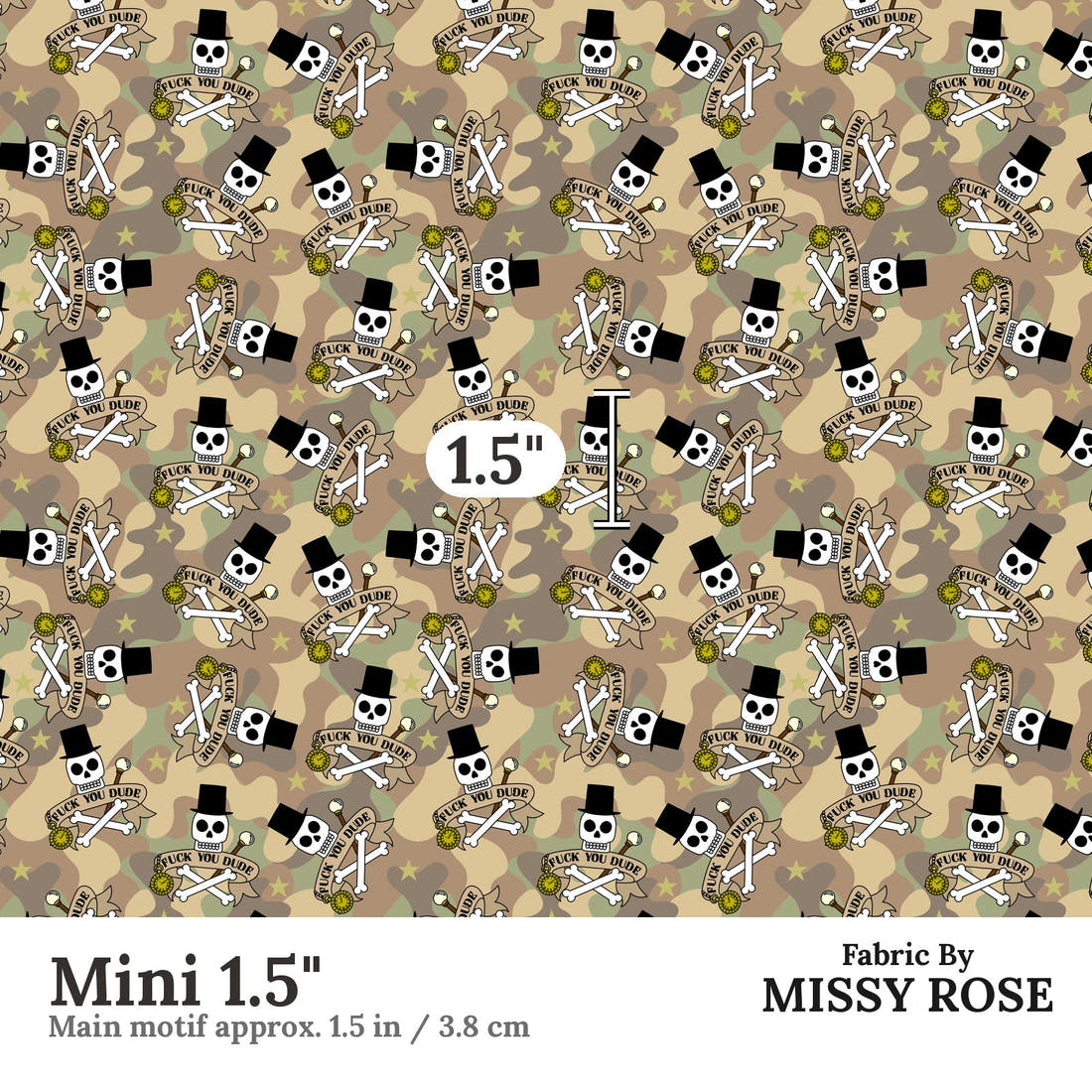 Profanity Fabric 459 Mini 1.5 inch print scale guide | Fabric by Missy Rose